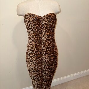 Fashion Nova Strapless Animal Print Dress